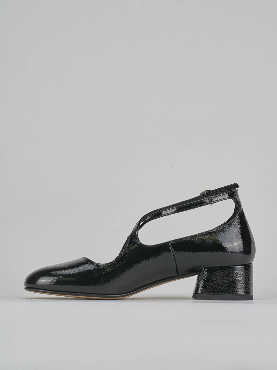 Décolleté e slingback tacco 4cm vernice nero
