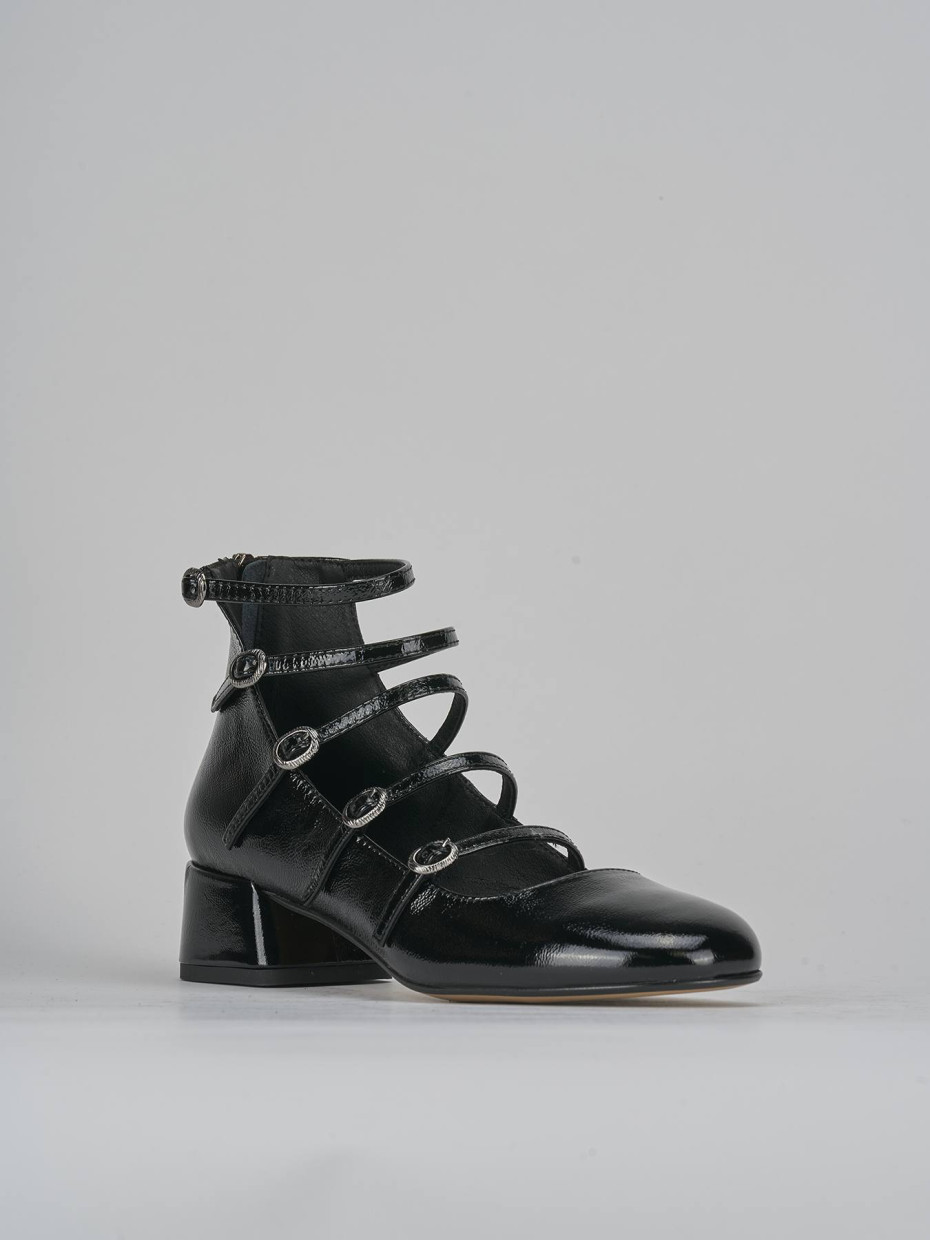 Décolleté e slingback tacco 4cm vernice nero