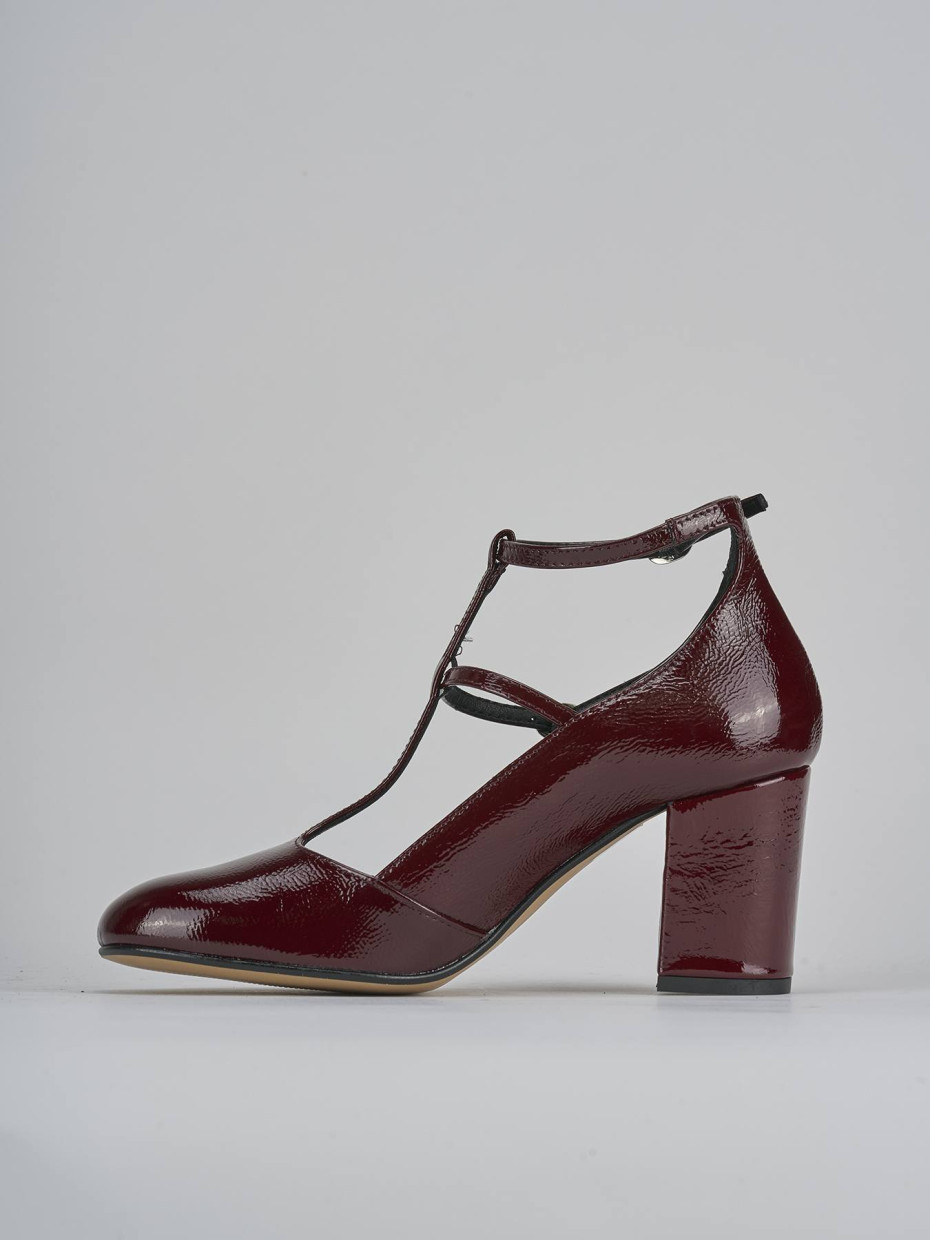 Décolleté e slingback tacco 8cm vernice bordo'