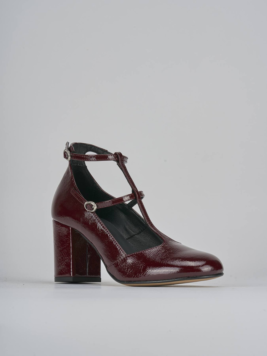 Décolleté e slingback tacco 8cm vernice bordo'