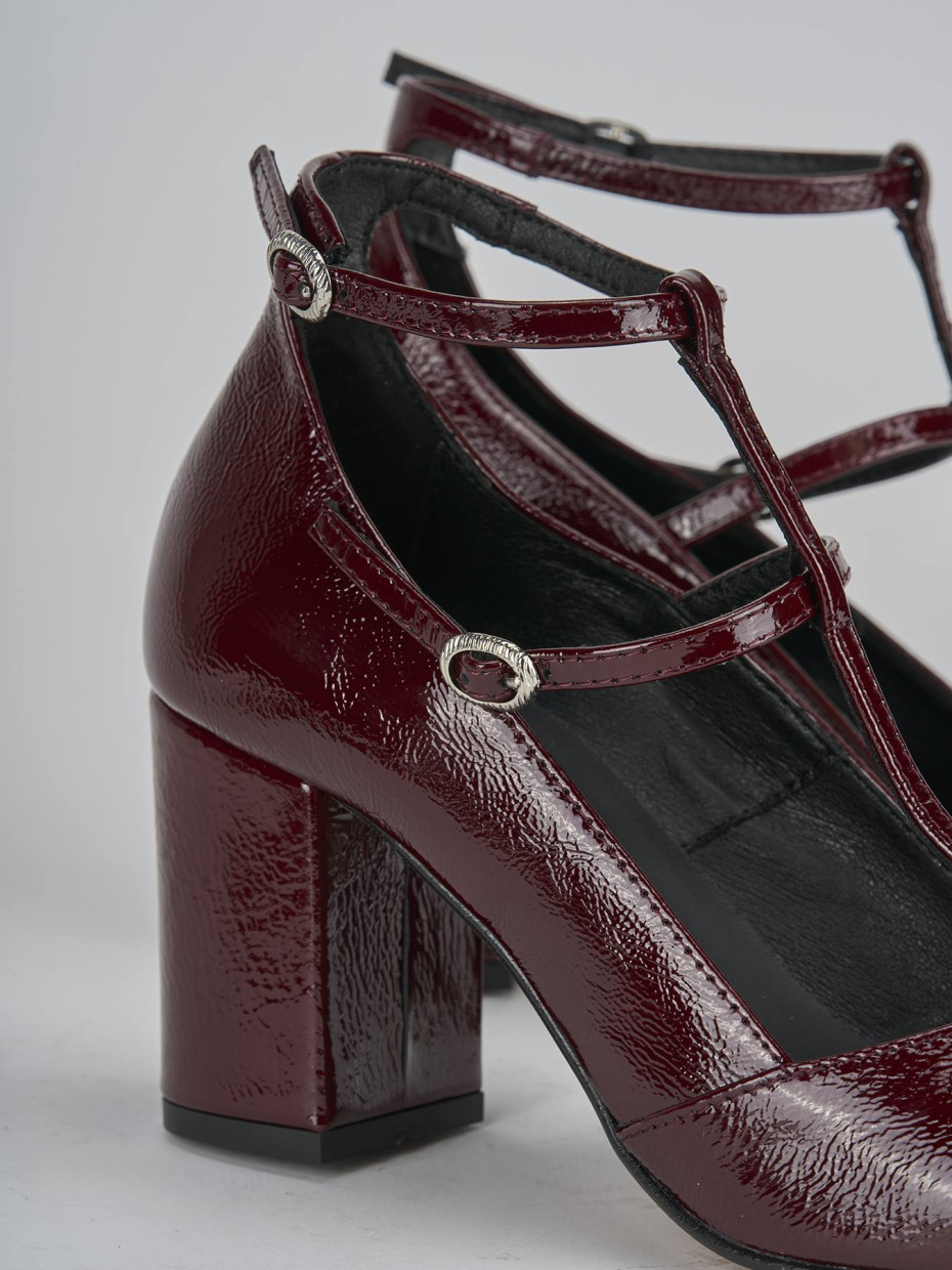 Décolleté e slingback tacco 8cm vernice bordo'