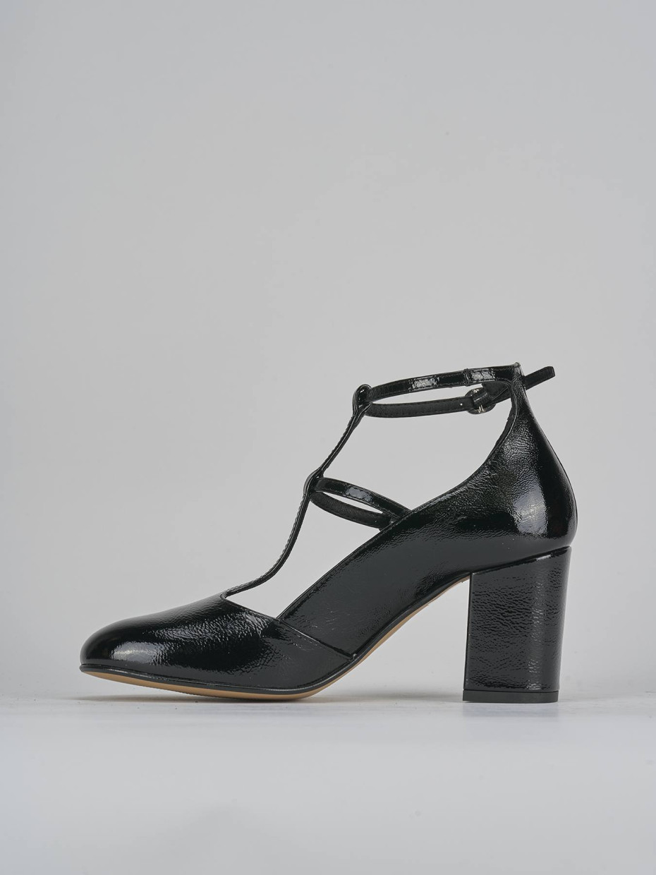 Décolleté e slingback tacco 8cm vernice nero