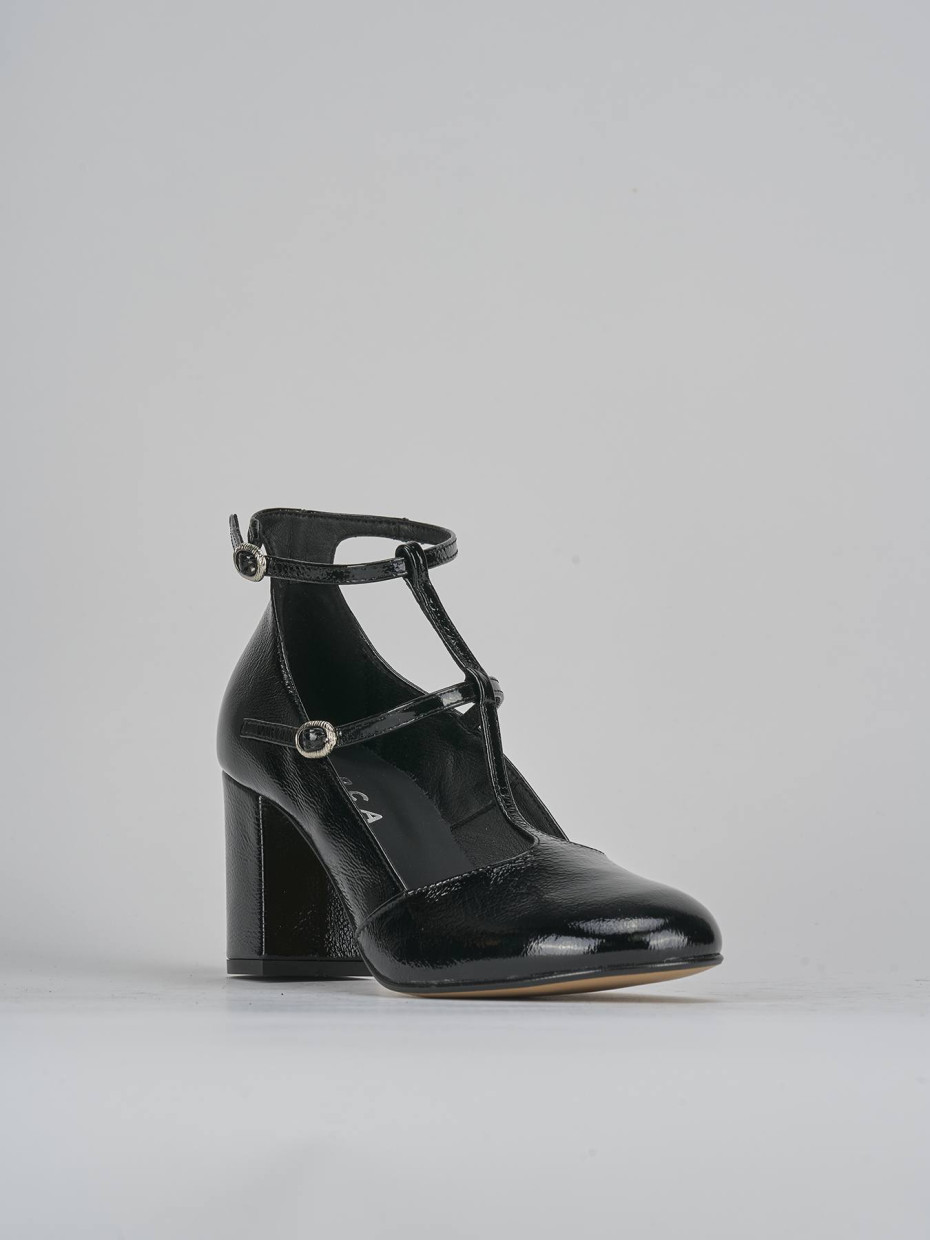 Décolleté e slingback tacco 8cm vernice nero