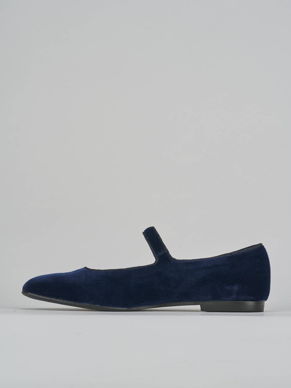 Ballerine tacco 1cm velluto blu