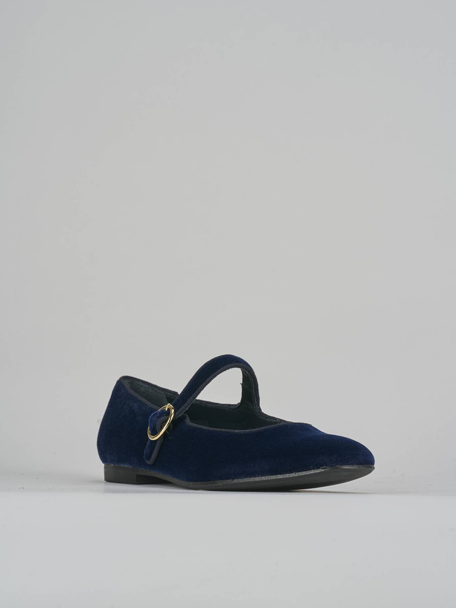 Ballerine tacco 1cm velluto blu