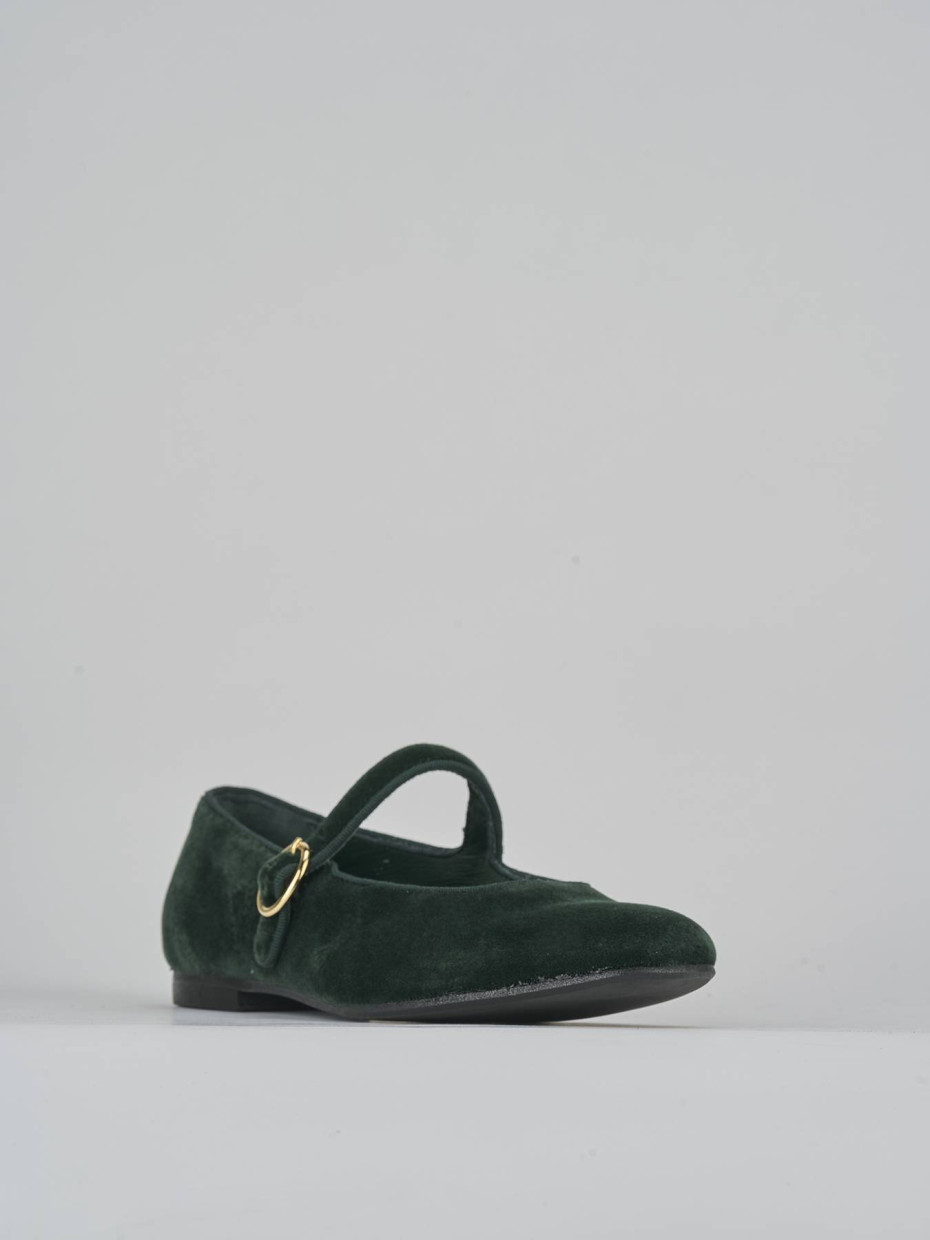 Ballerine tacco 1cm velluto verde