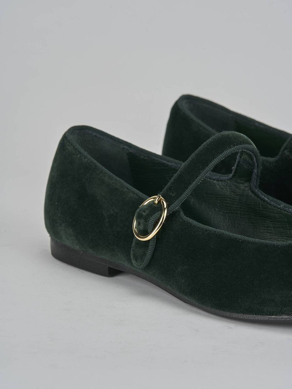 Ballerine tacco 1cm velluto verde