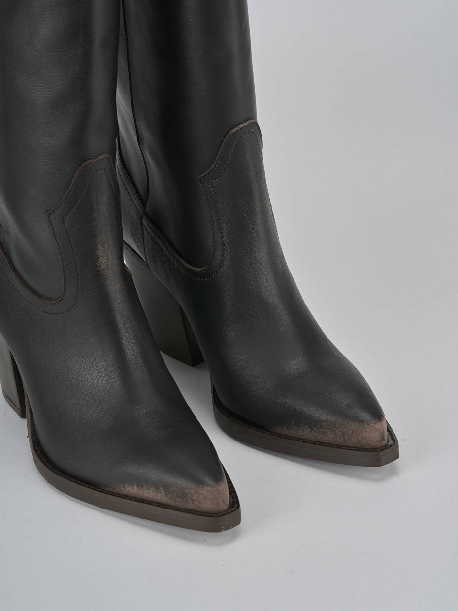 Stivali tacco 9cm pelle marrone