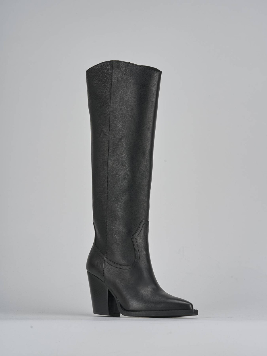 Stivali tacco 9cm pelle nero