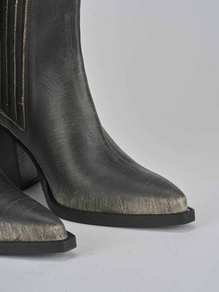 Stivaletto texano tacco 9 cm avorio pelle Barca Stores
