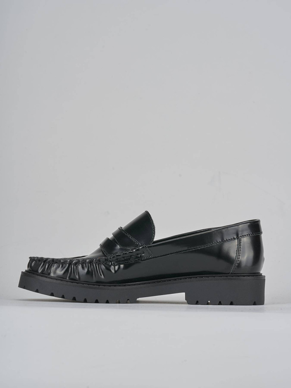 Mocassini tacco 2cm pelle nero