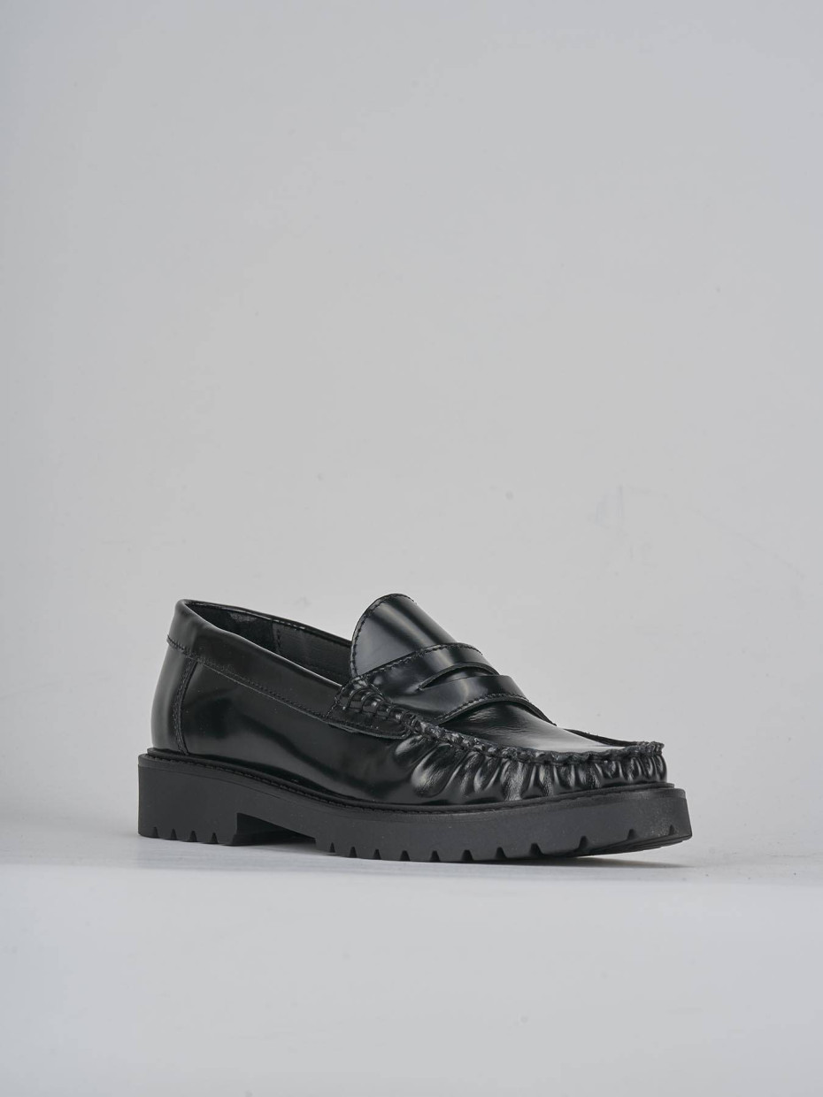 Mocassini tacco 2cm pelle nero