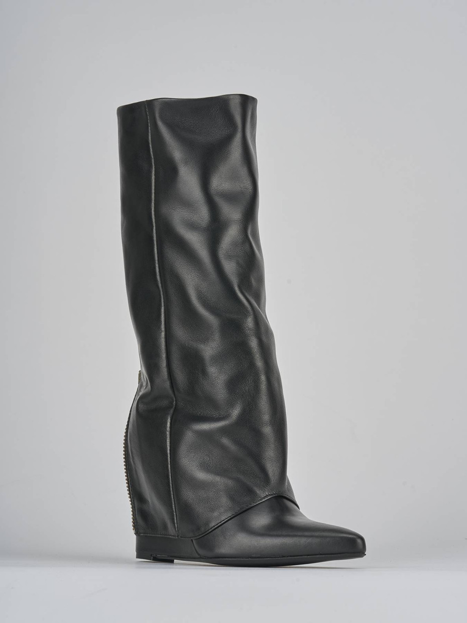 Stivali tacco 9cm pelle nero Barca Stores