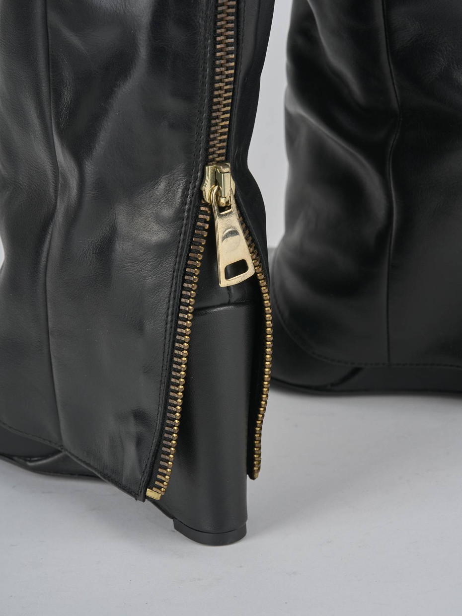 Stivali tacco 9cm pelle nero