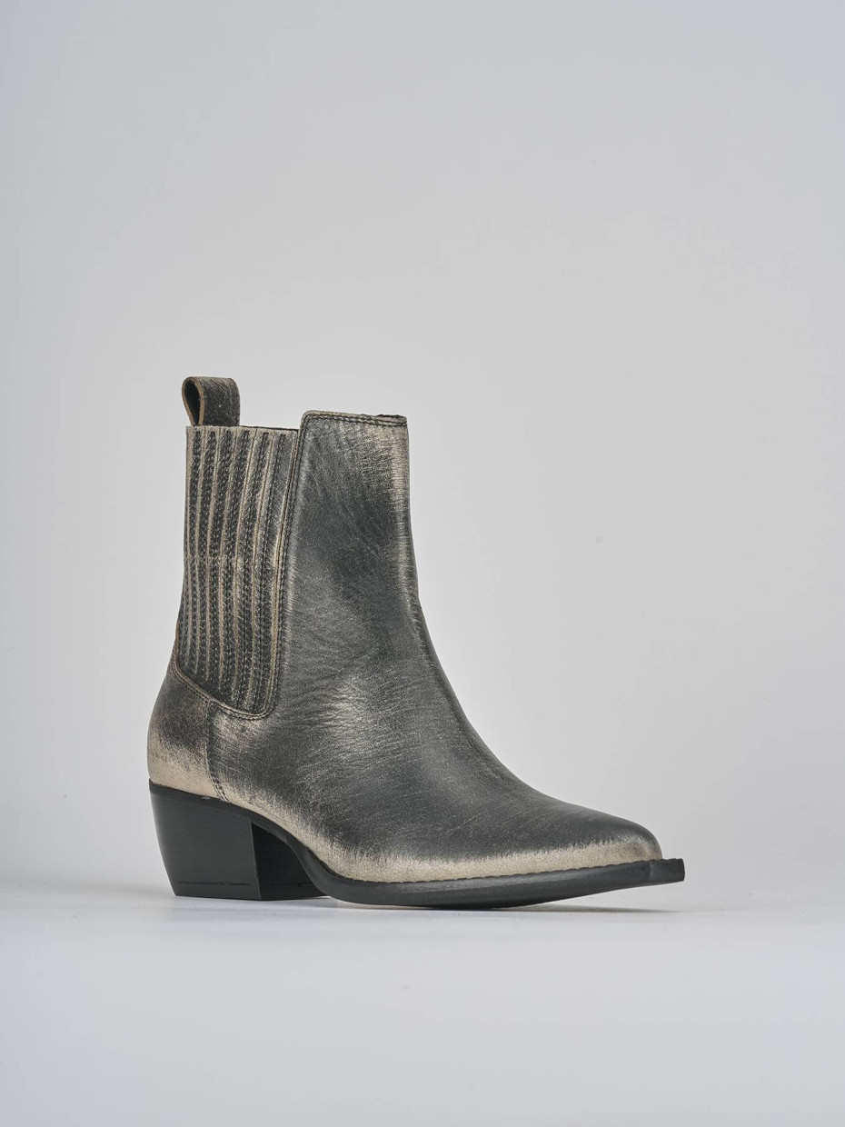 Stivaletti tacco 3cm pelle grigio