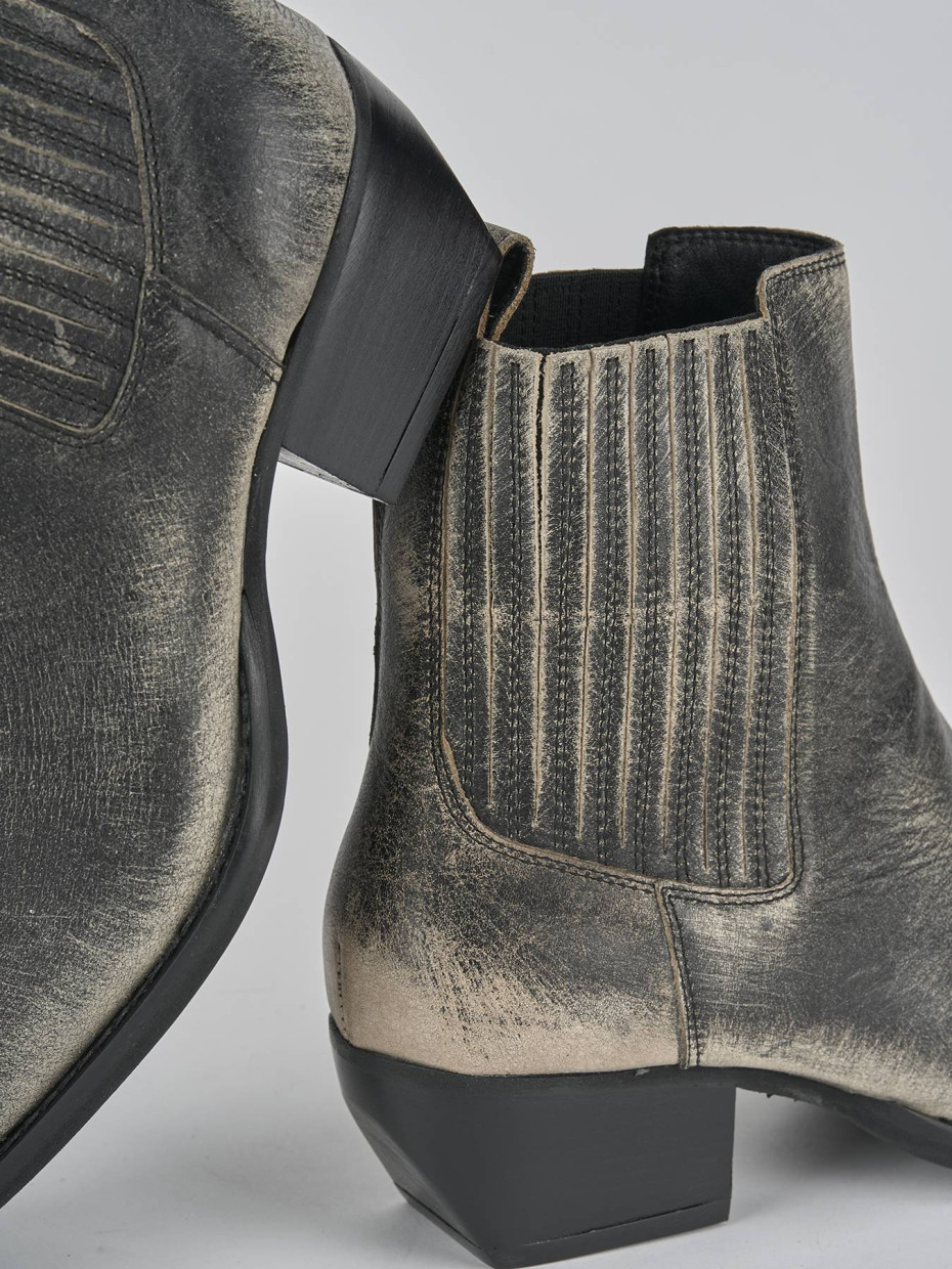 Stivaletti tacco 3cm pelle grigio
