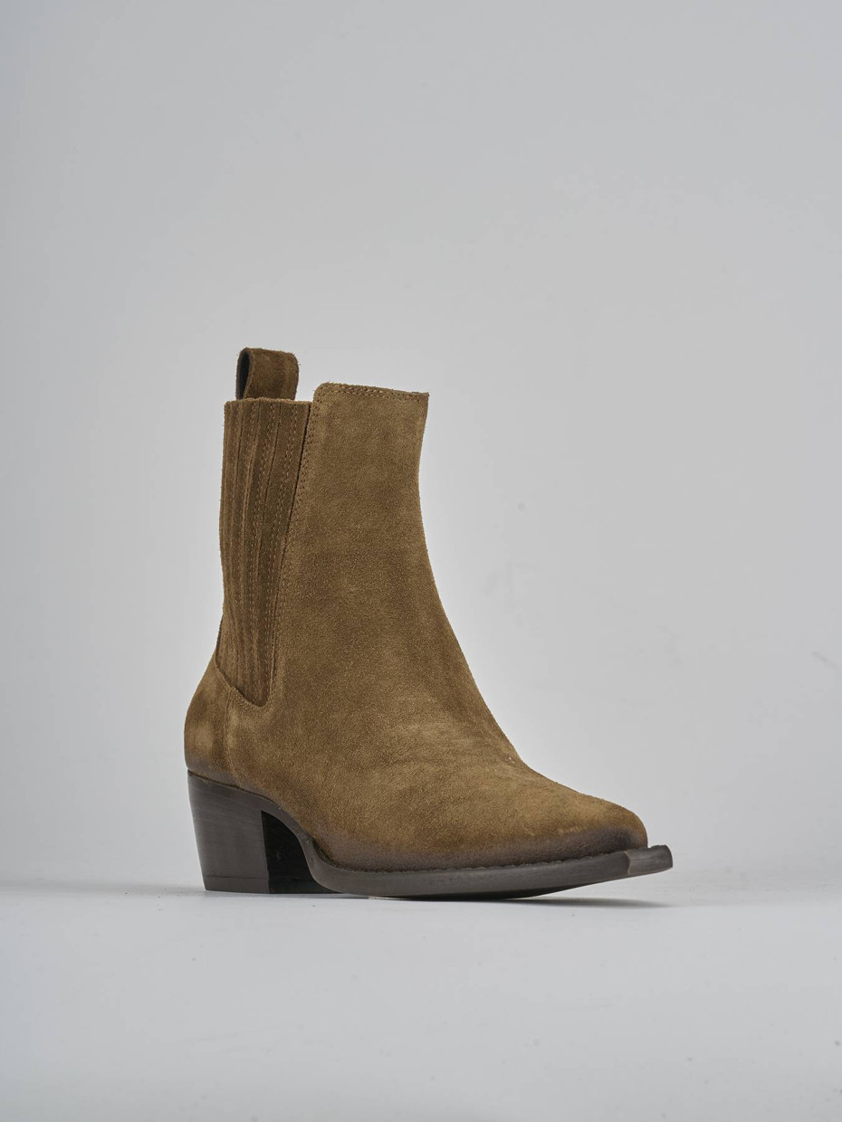 Stivaletti tacco 3cm camoscio marrone