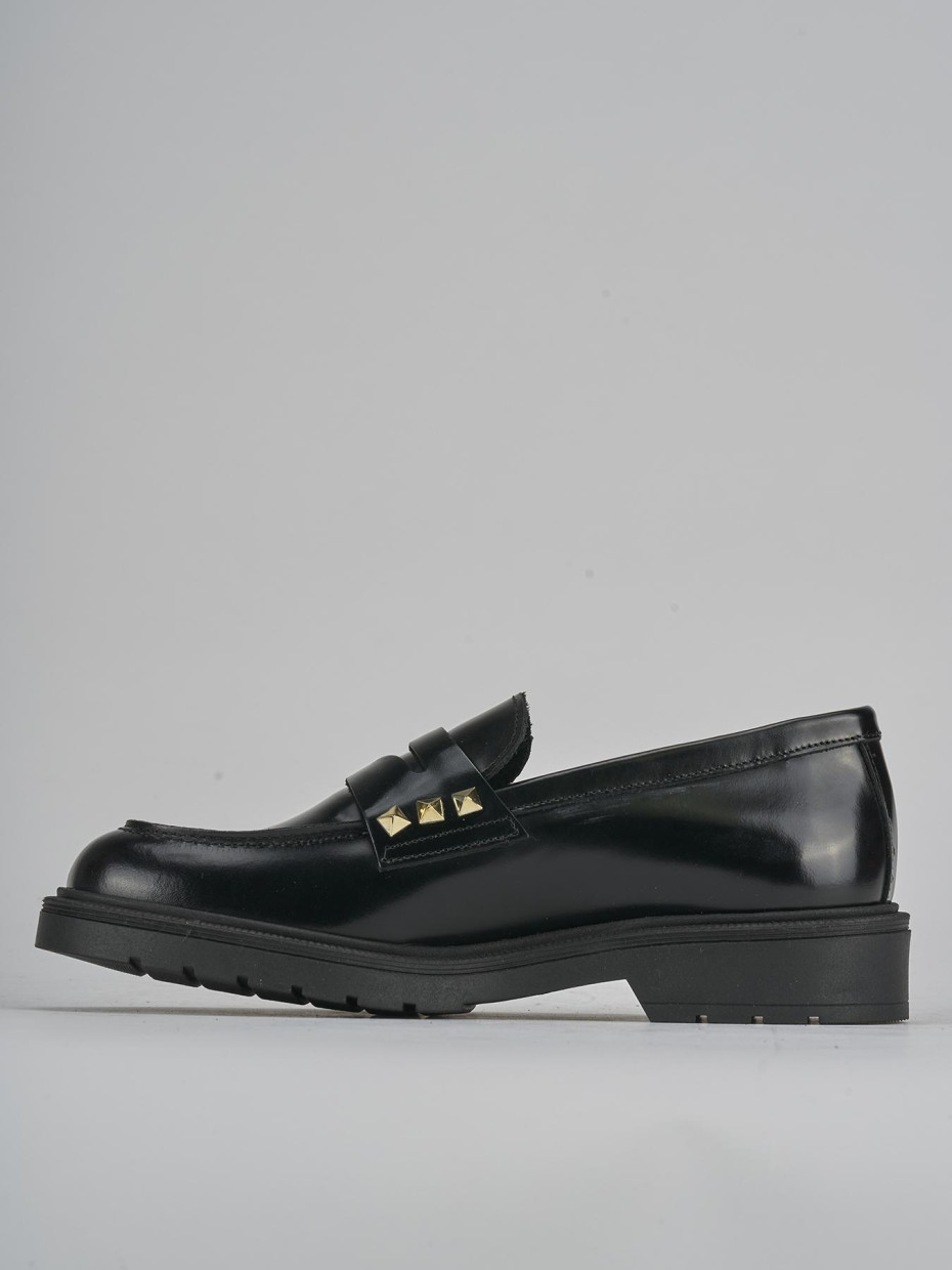 Mocassini tacco 2cm pelle nero