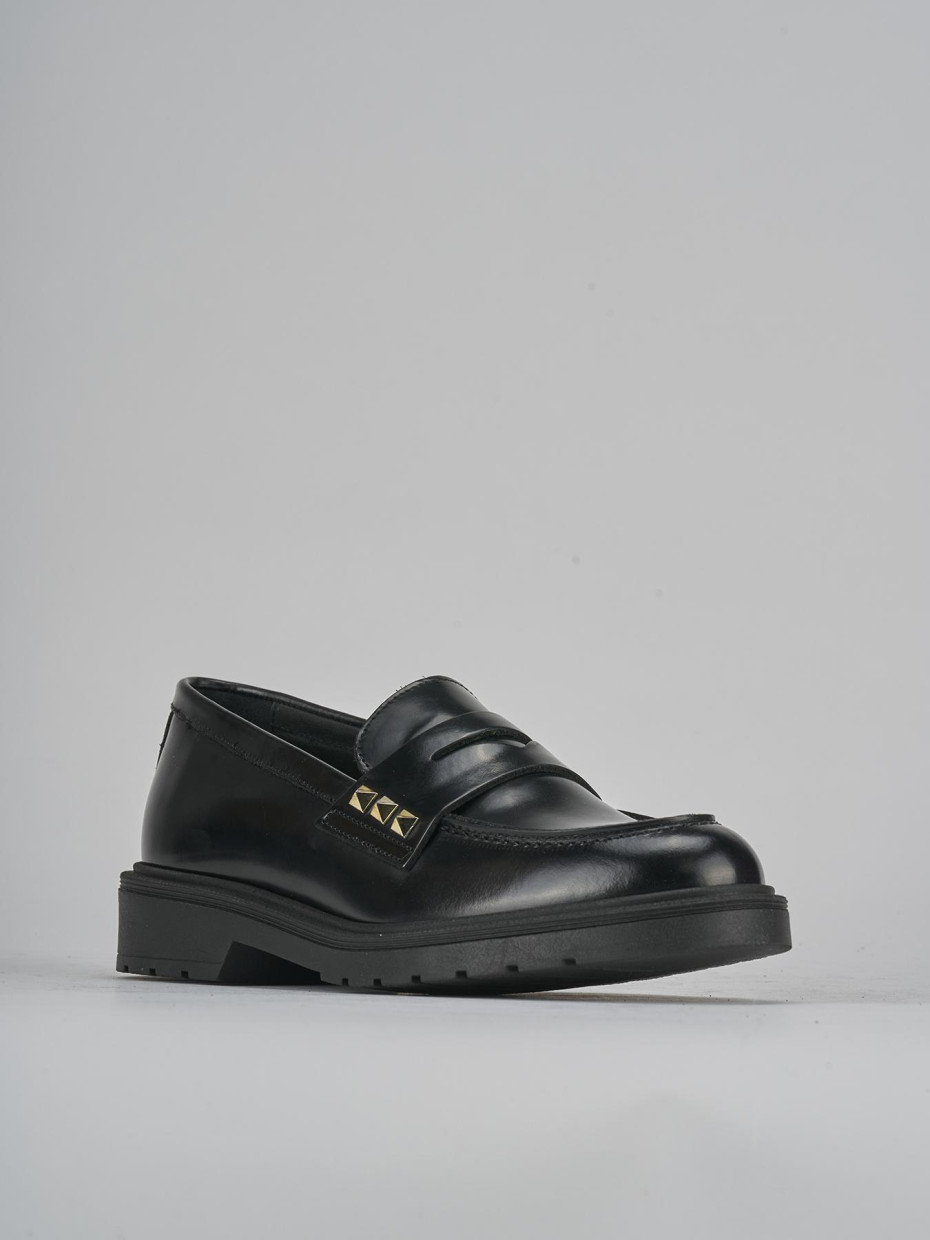 Mocassini tacco 2cm pelle nero