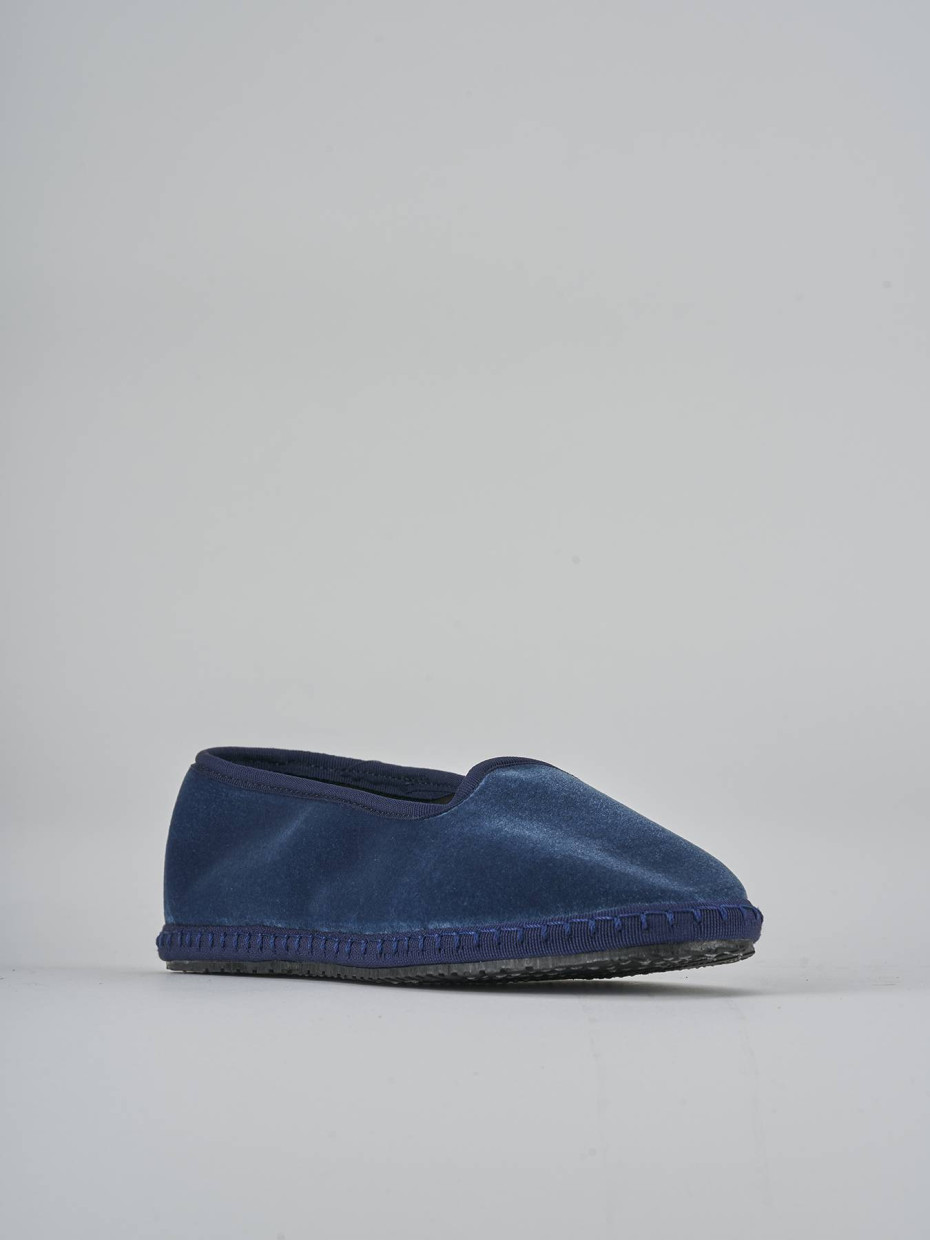 Ballerine tacco 1cm velluto azzurro