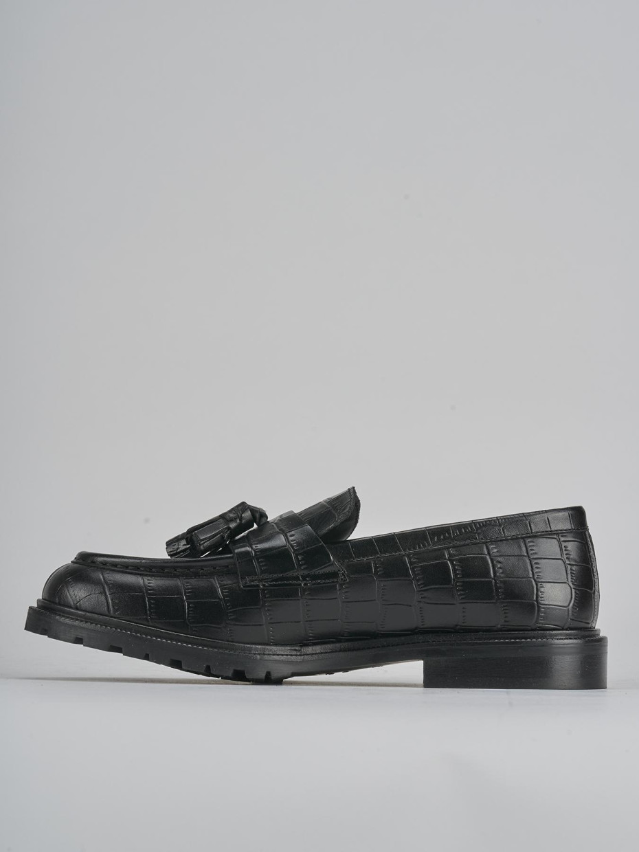 Mocassini tacco 2cm cocco nero