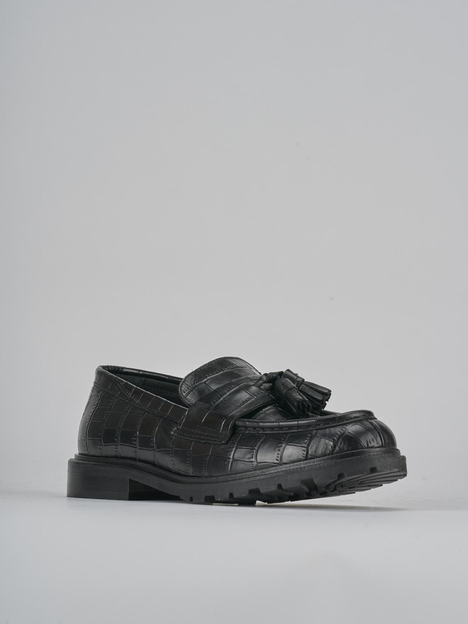 Mocassini tacco 2cm cocco nero