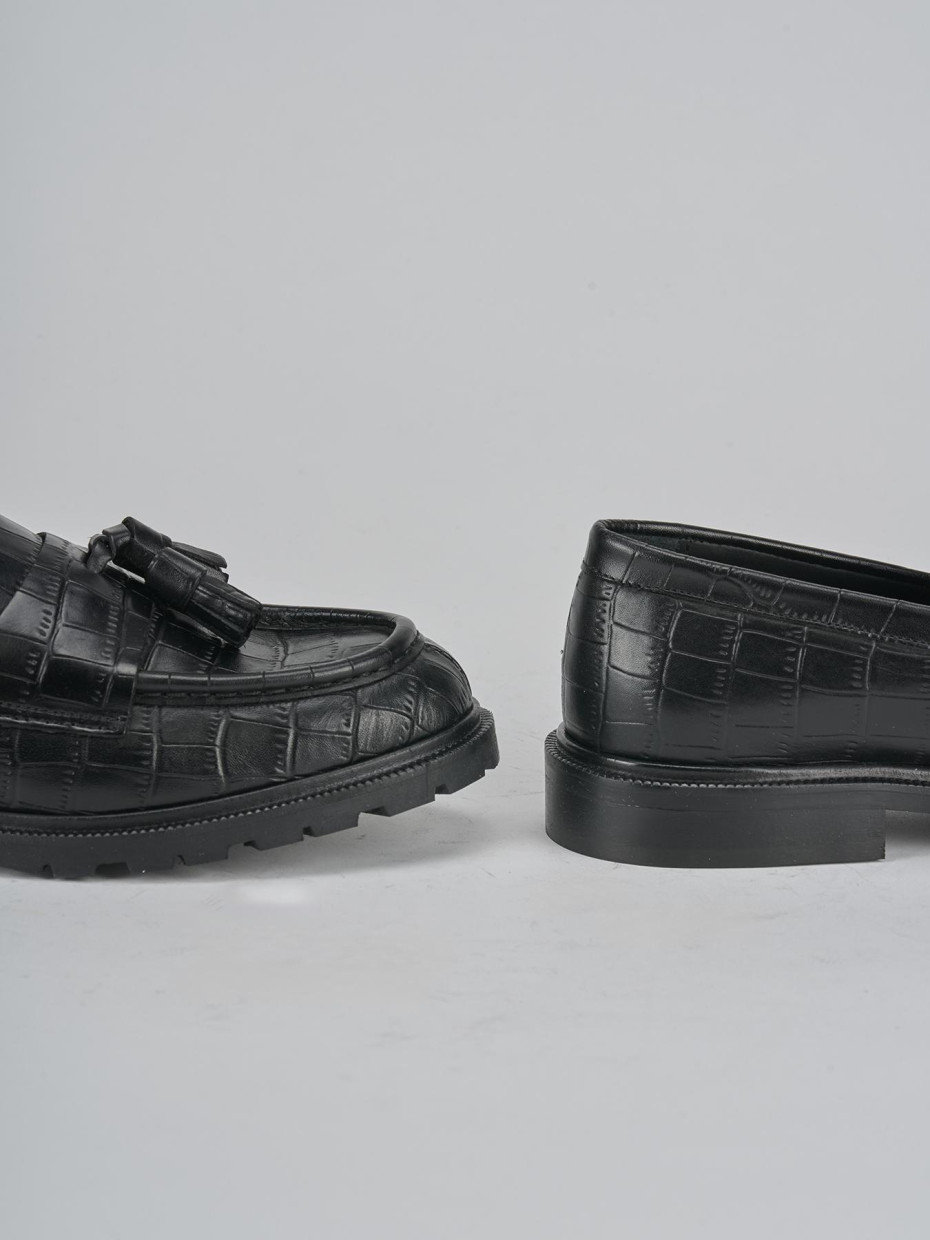 Mocassini tacco 2cm cocco nero