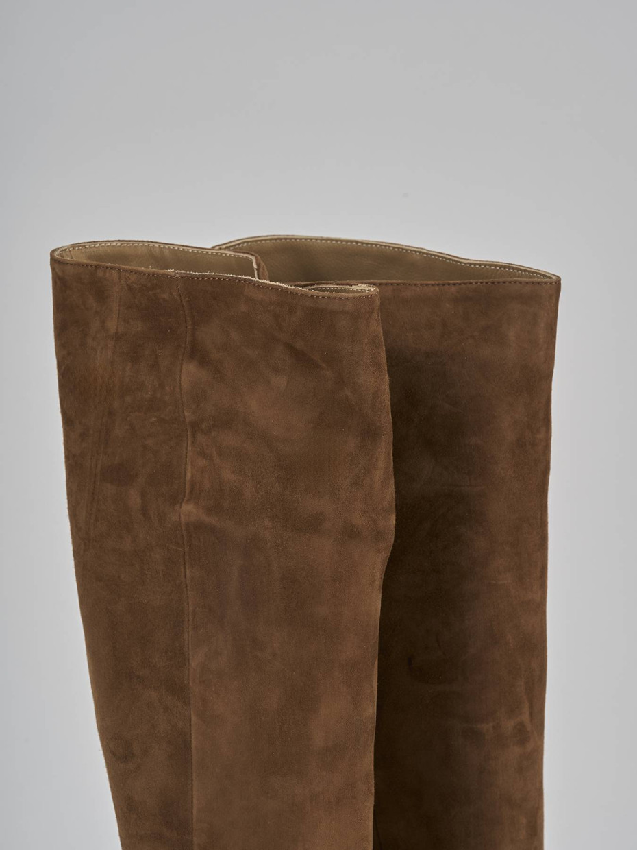 Stivali tacco 10cm camoscio marrone