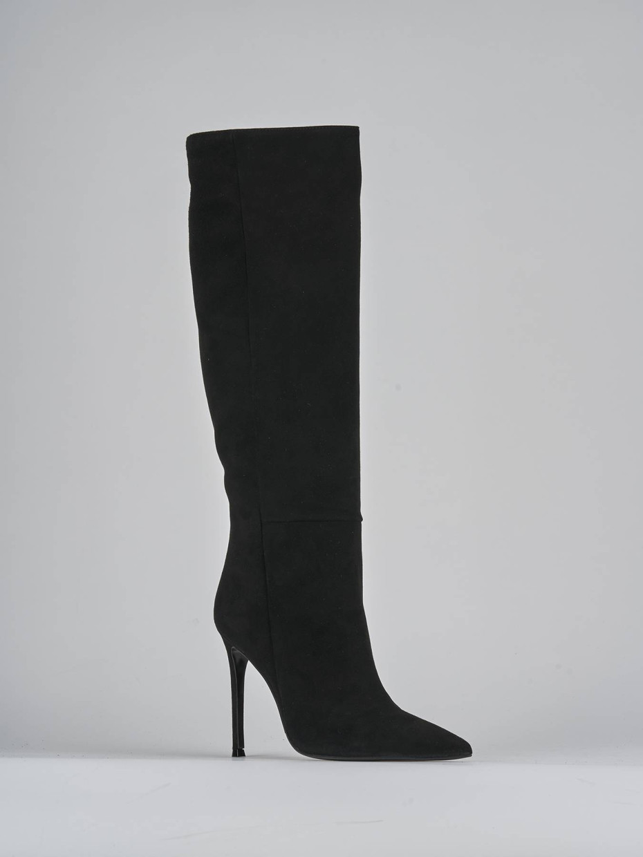 Stivali tacco 10cm camoscio nero