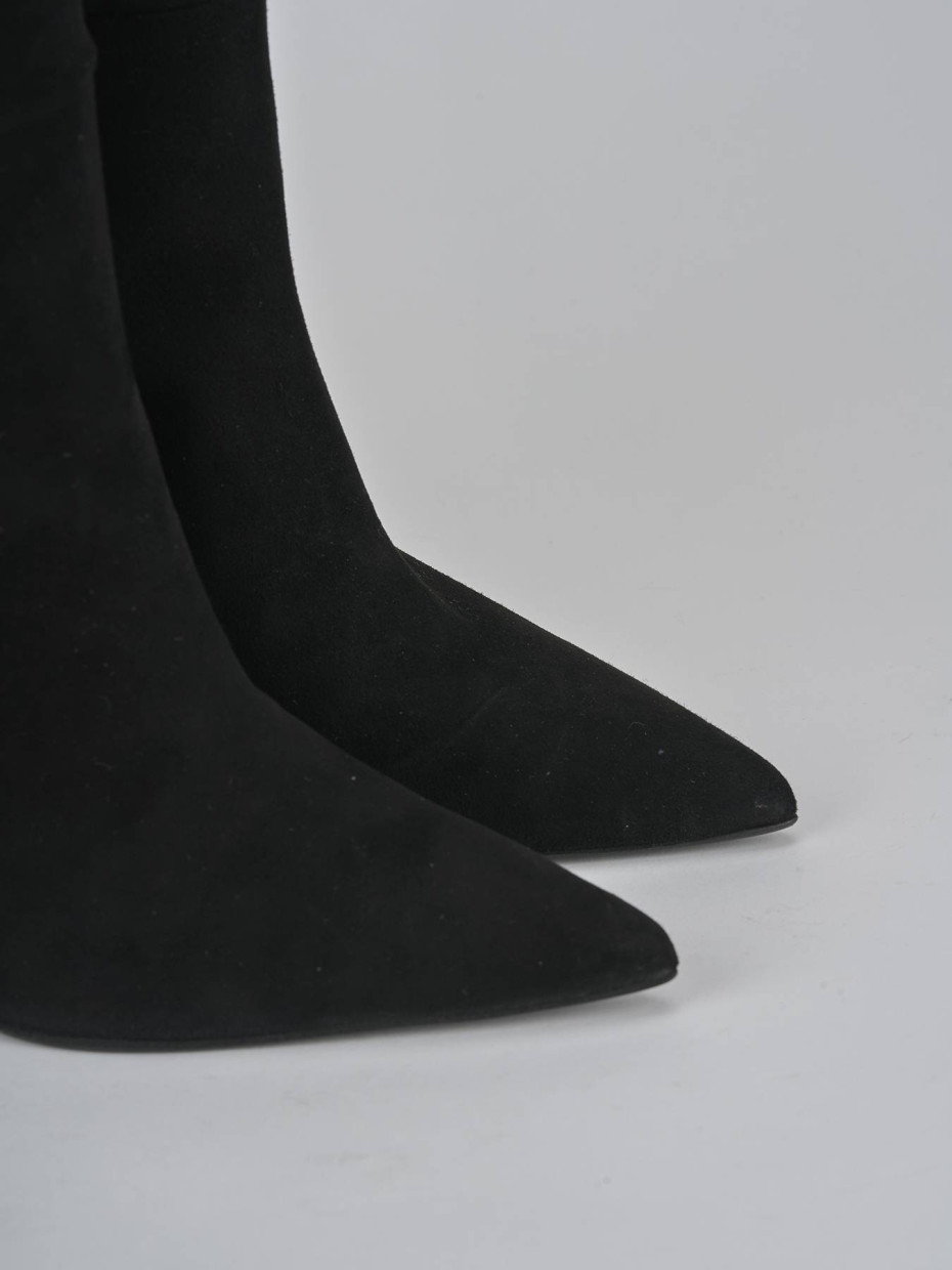 Stivali tacco 10cm camoscio nero