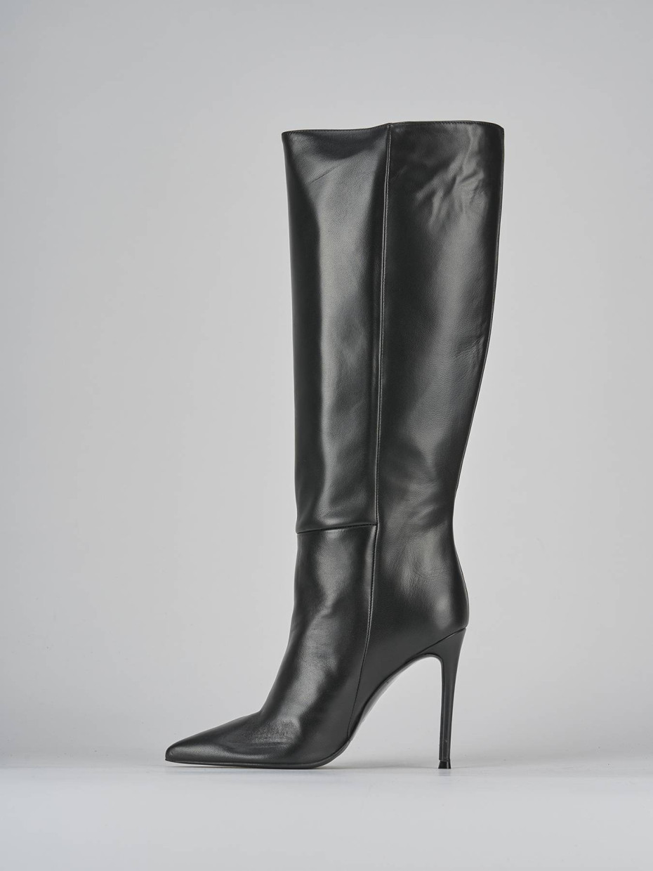 Stivali tacco 10cm pelle nero