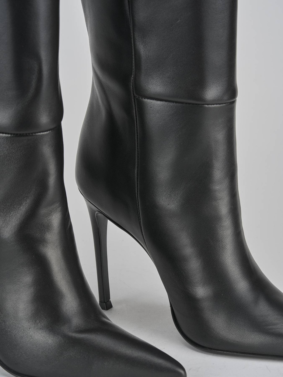 Stivali tacco 10cm pelle nero
