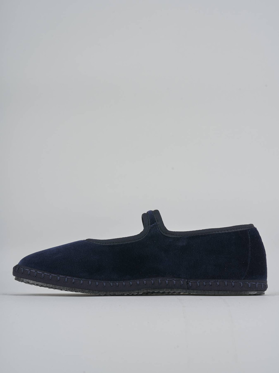 Ballerine tacco 1cm velluto blu