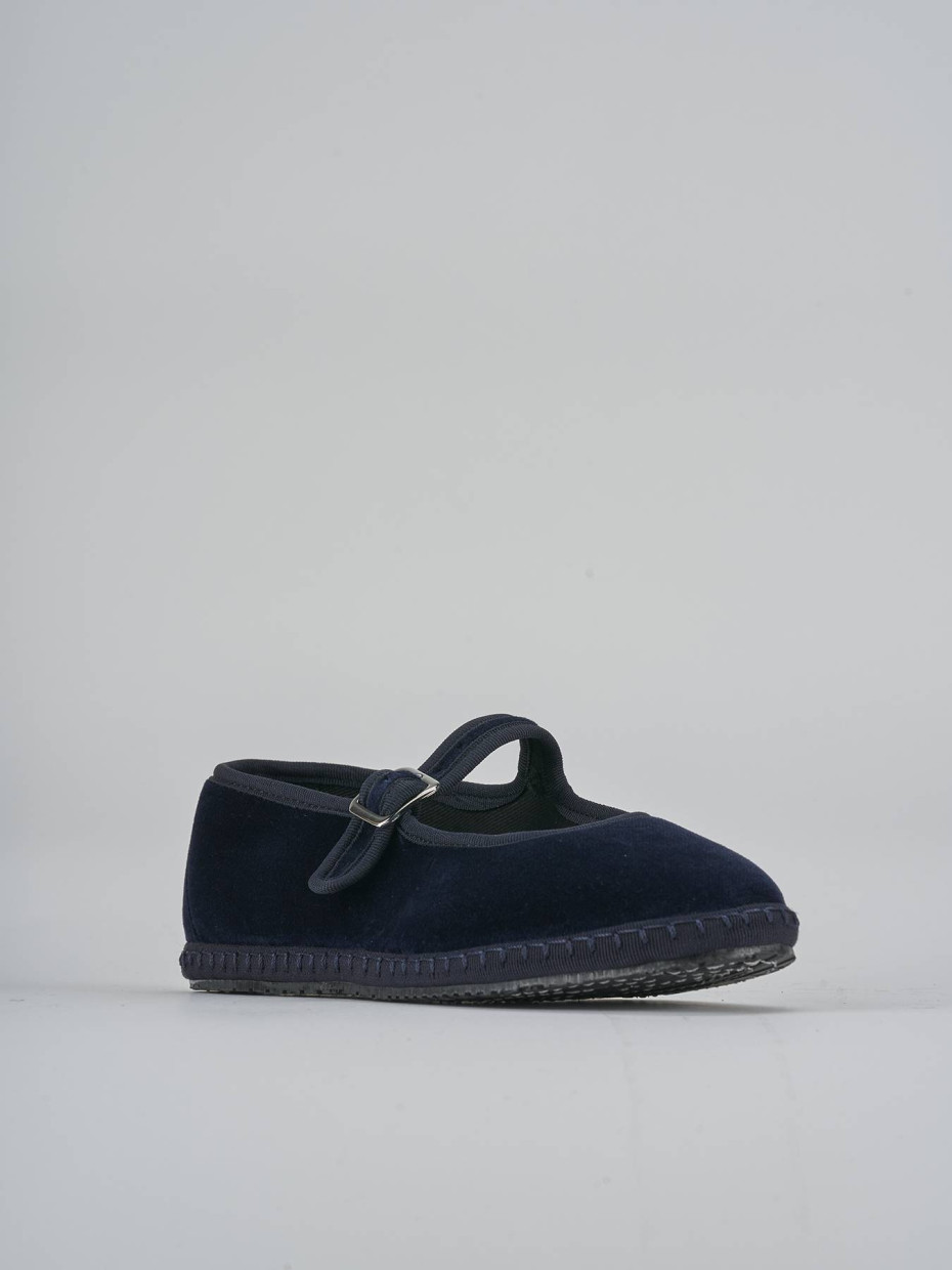 Ballerine tacco 1cm velluto blu