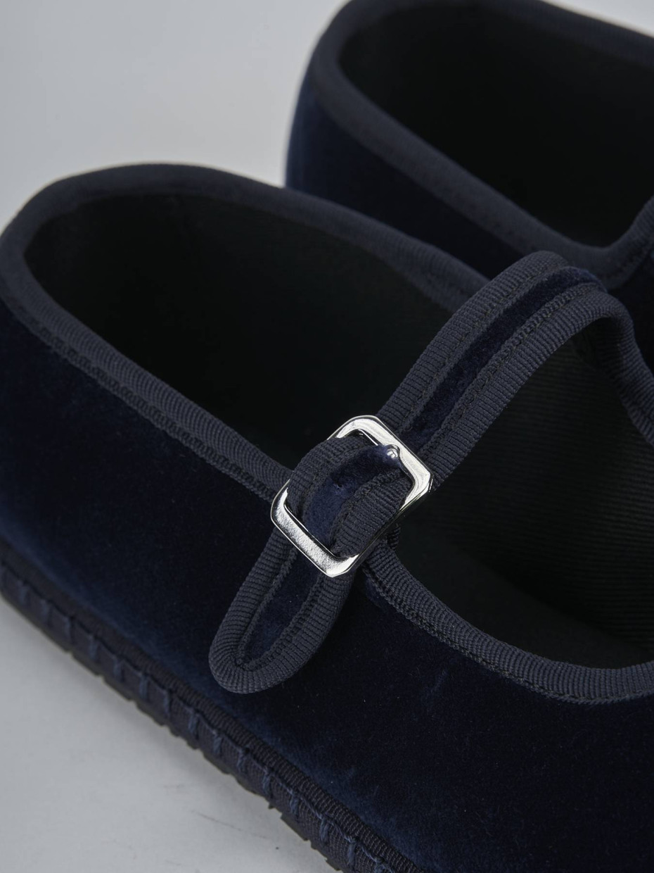Ballerine tacco 1cm velluto blu