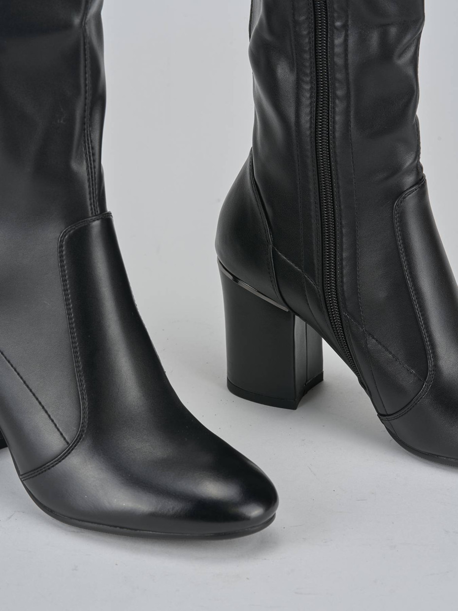 Stivali tacco 7cm pelle nero