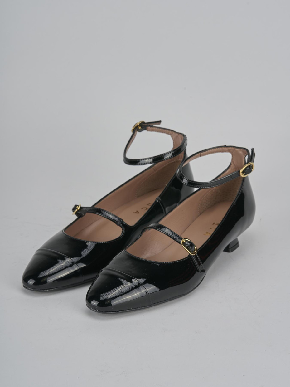 Ballerine tacco 3cm vernice nero Barca Stores