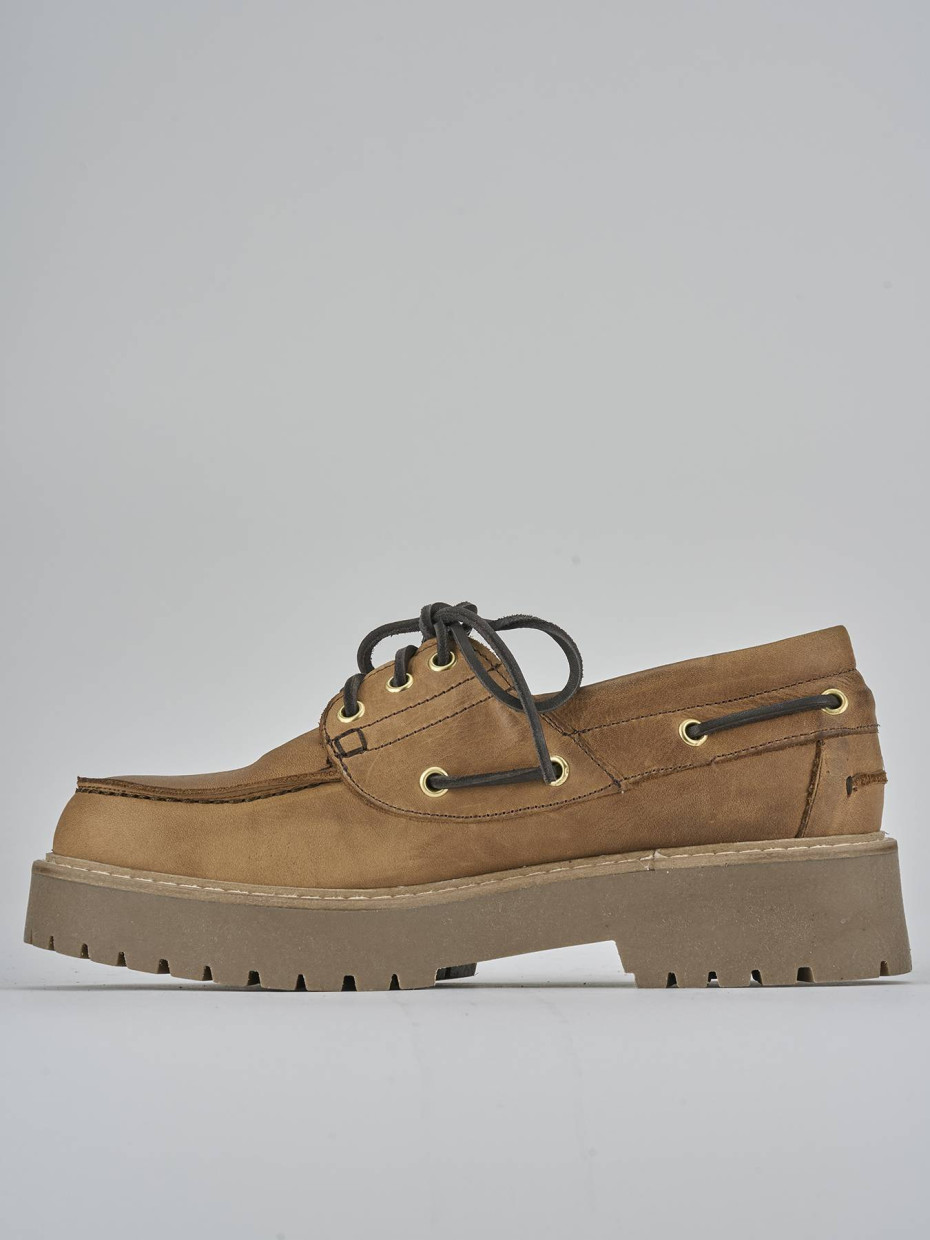 Stringate tacco 3cm pelle marrone