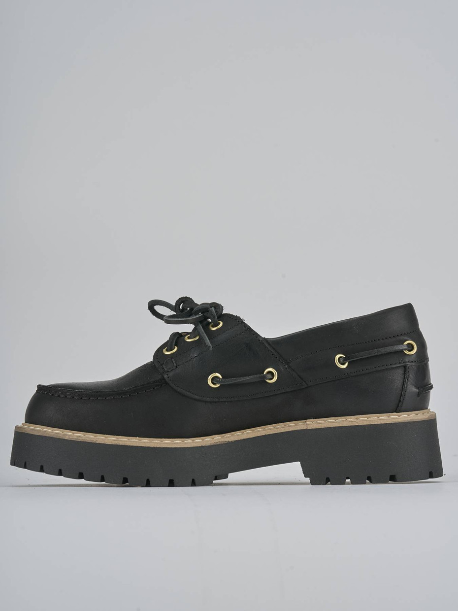 Stringate tacco 3cm pelle nero