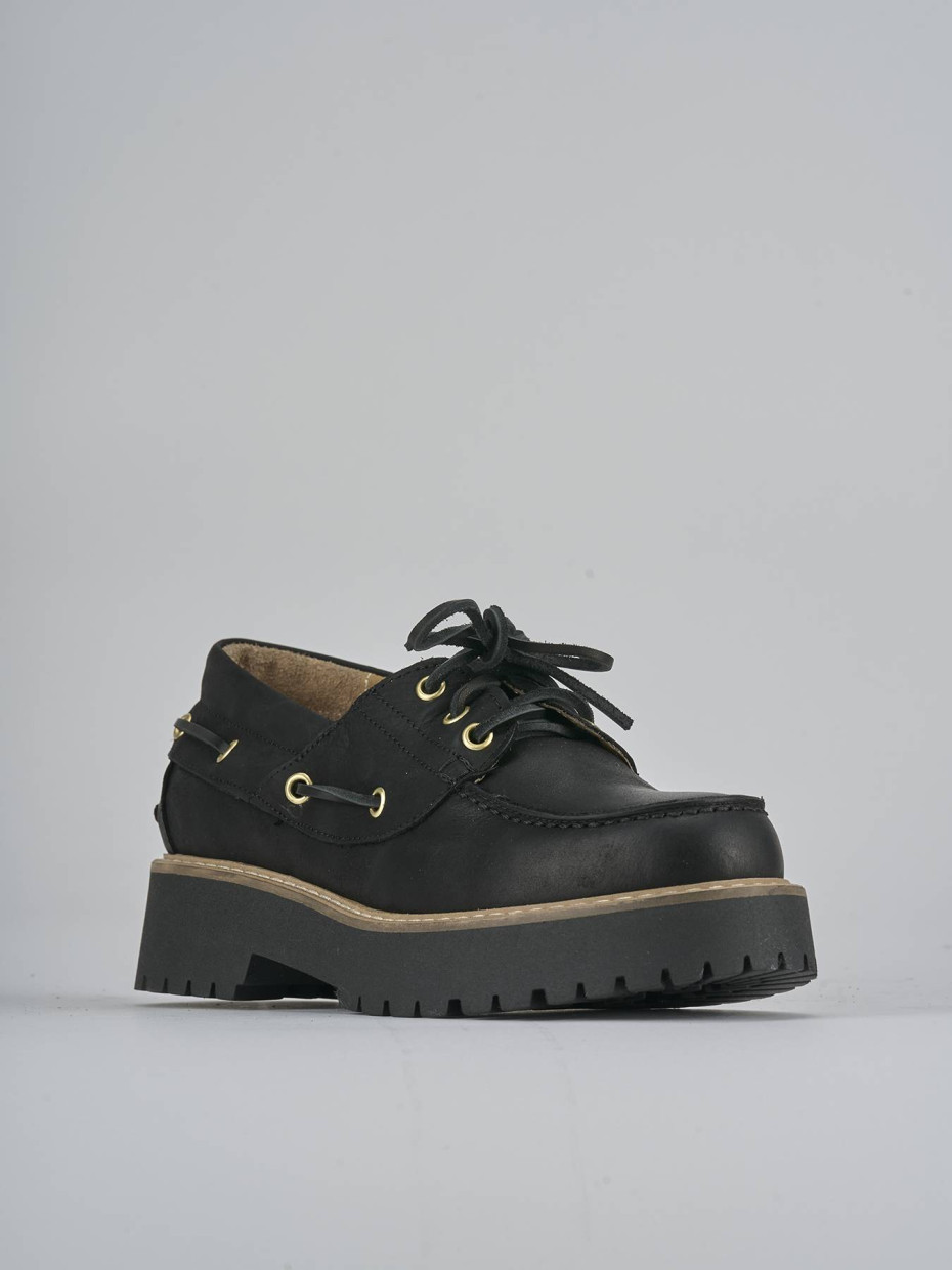 Stringate tacco 3cm pelle nero