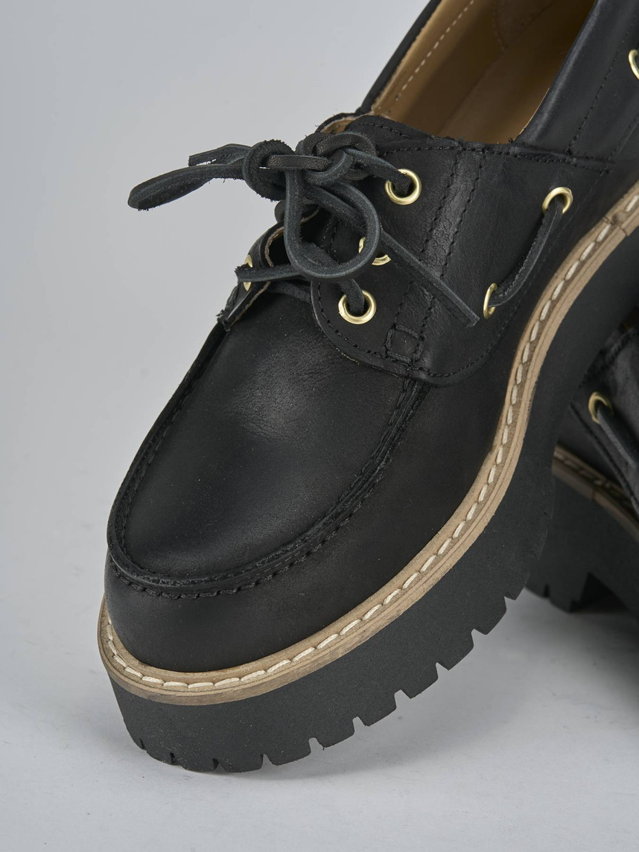 Stringate tacco 3cm pelle nero Barca Stores