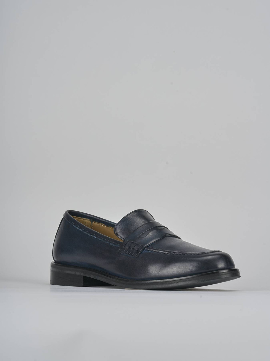 Mocassini tacco 2cm pelle blu
