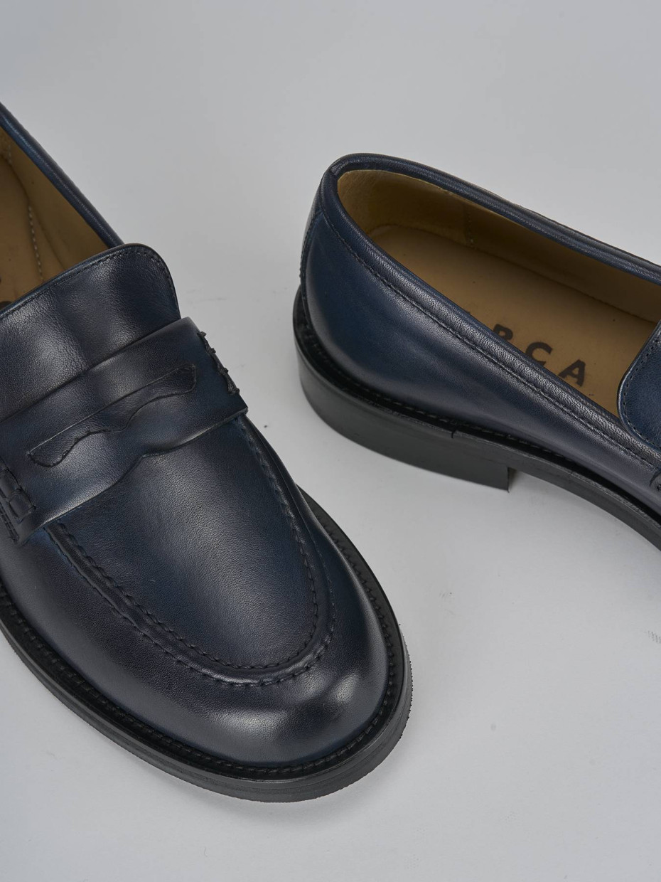 Mocassini tacco 2cm pelle blu