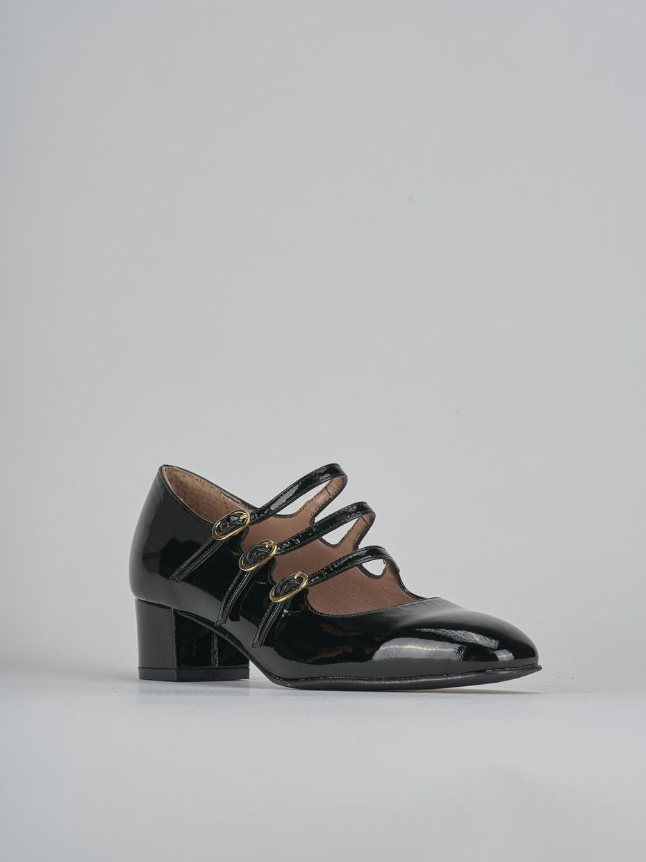 Décolleté e slingback tacco 4cm vernice nero