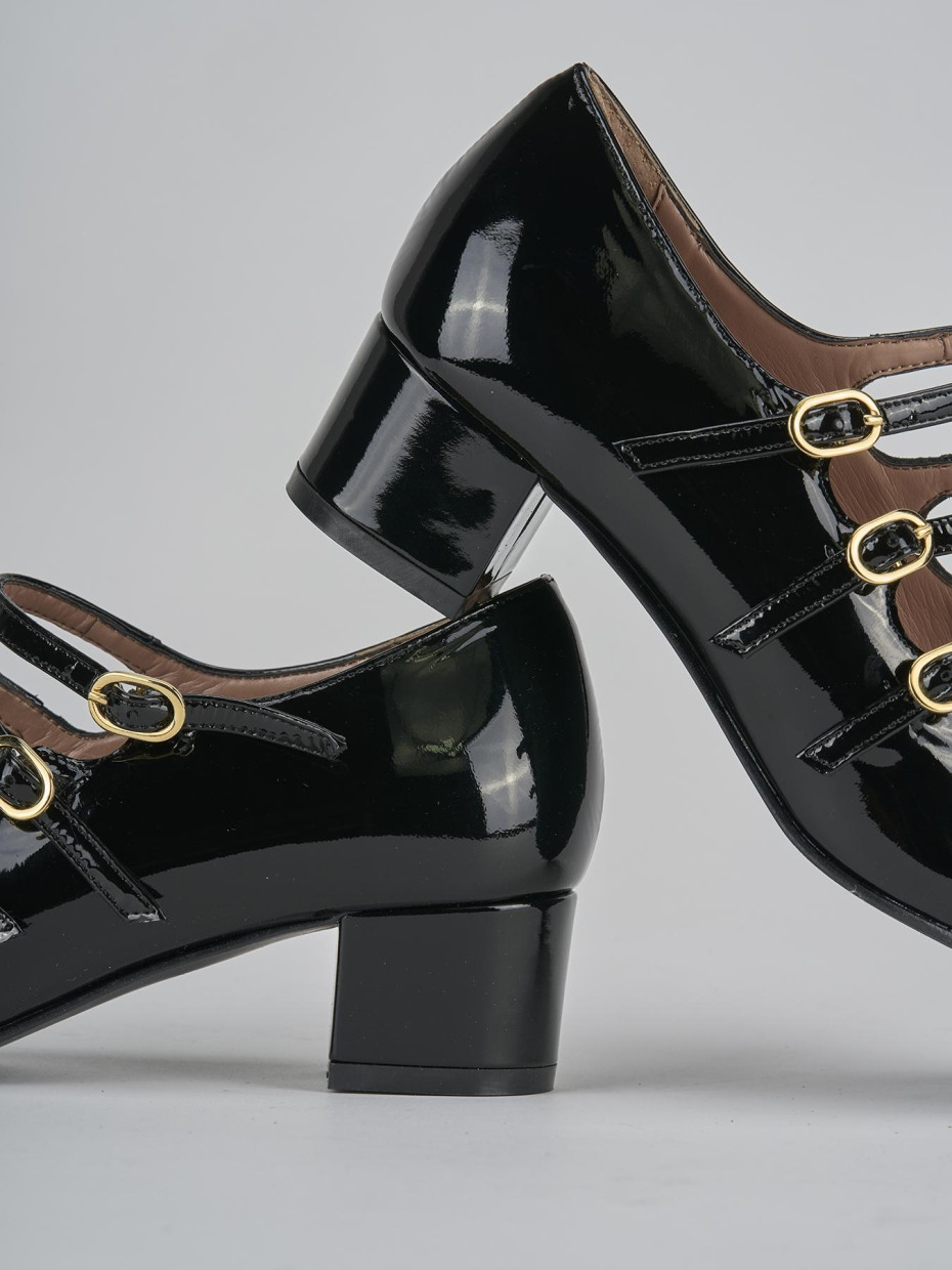 Décolleté e slingback tacco 4cm vernice nero