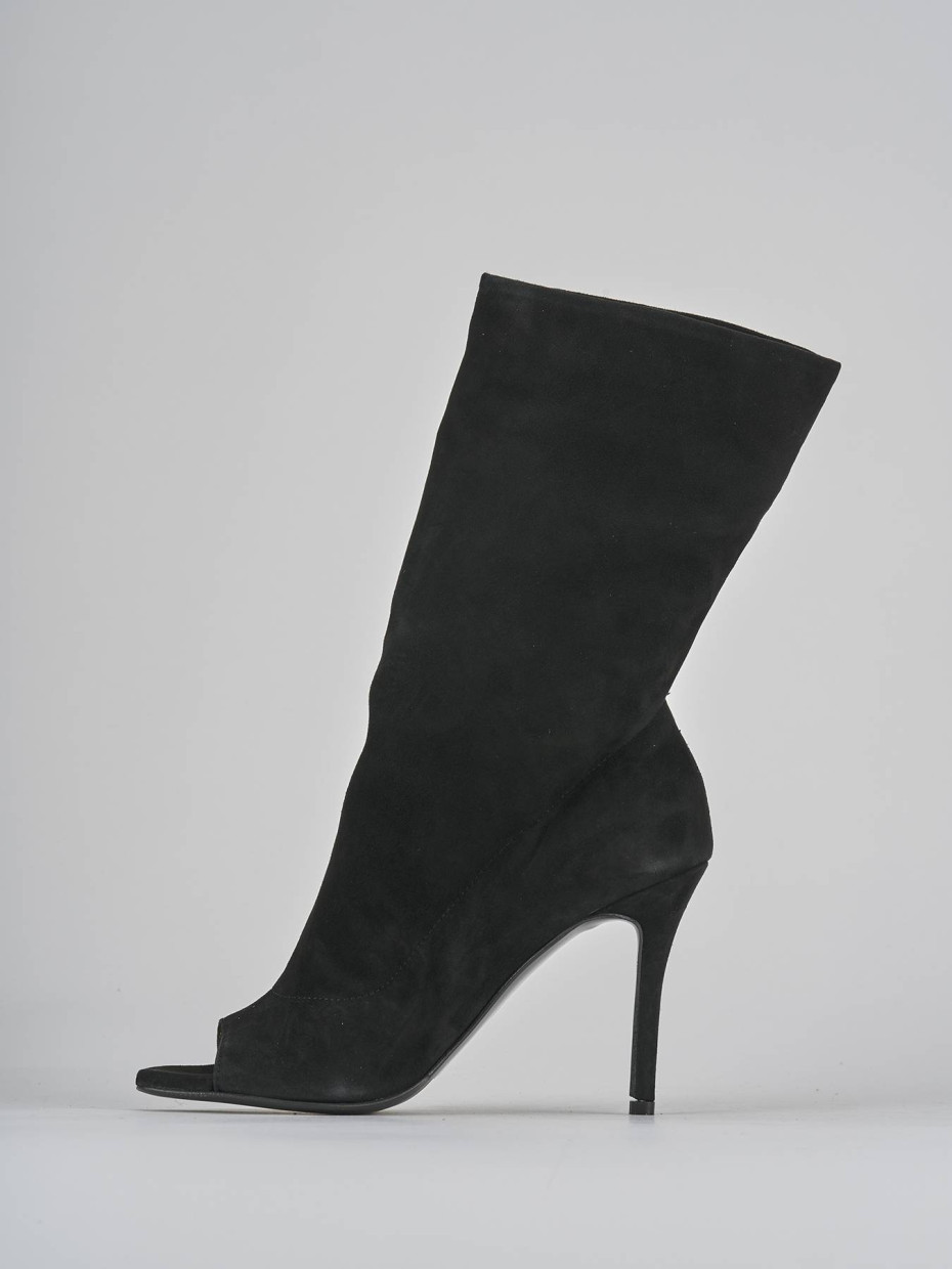 Stivaletti tacco 9cm camoscio nero