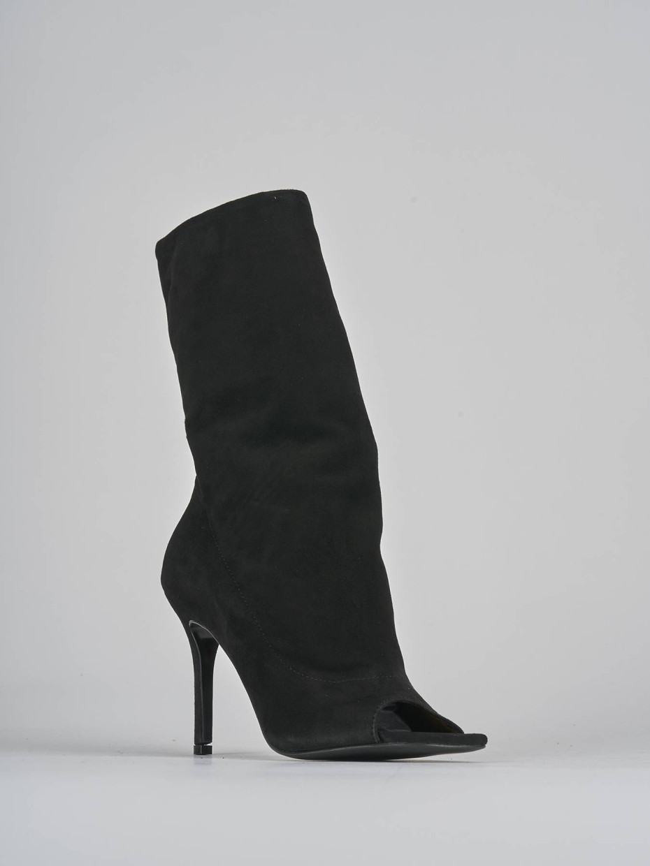 Stivaletti tacco 9cm camoscio nero