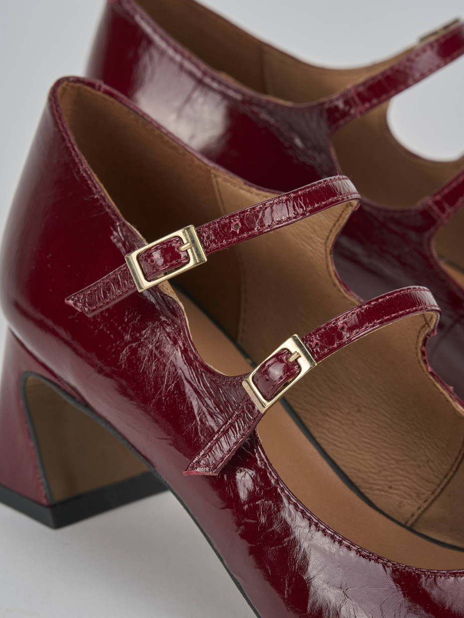 Décolleté e slingback tacco 5cm vernice bordo'