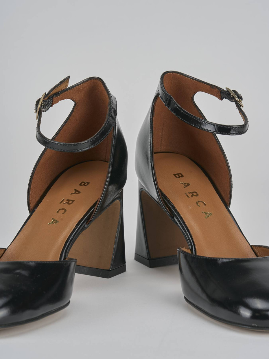 Décolleté e slingback tacco 7cm pelle nero