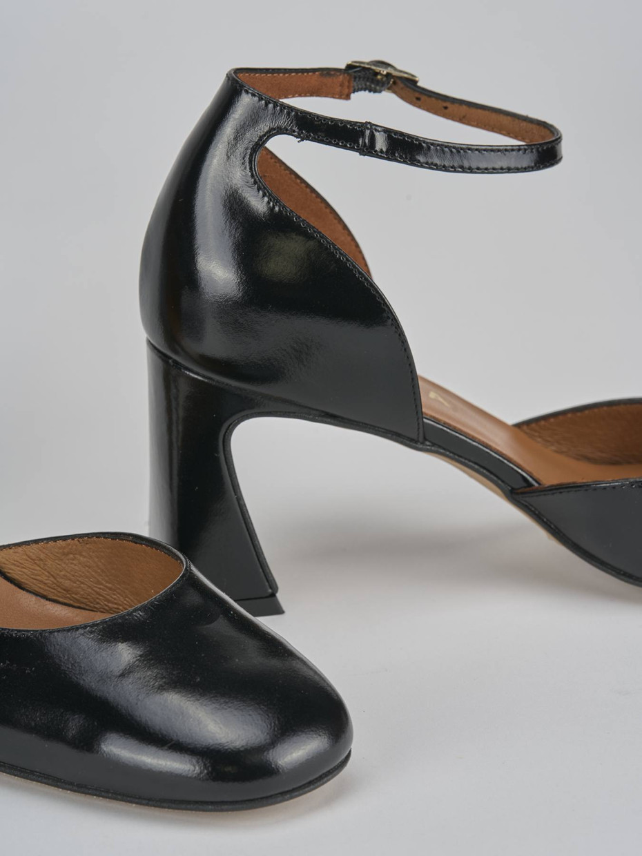 Décolleté e slingback tacco 7cm pelle nero
